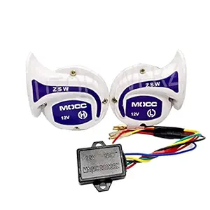AUTOPOWERZ Mocc 18 in 1 Digital Tone Magic Horn for All Bikes, Scooty and Cars (White, Set of 2)