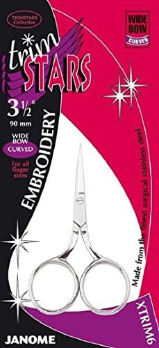 Janome Fine Point Machine Embroidery Scissors 3.5" (90mm) - Wide Bow Straight