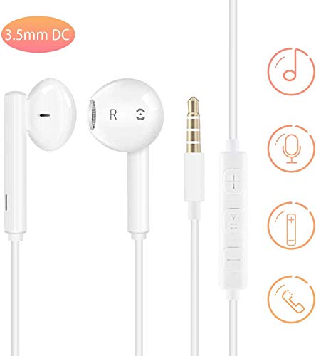 2 Pares kingkindsun Auriculares Aislamiento de Ruido con Sonido Puro y Potente bajo Compatible con Samsung Galaxy Huawei Mate Honor Alcatel Lenovo Motorola Mi con Control Remoto y Micrófono