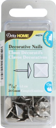 Dritz 44274 Upholstery Decorative Square Head Nails Silver 15 32
