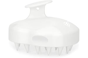 FReatech Masajeador Cuero Cabelludo [Mojado & Seco], Cepillo Pelo de Silicona para Champú y Masaje Cabeza, Limpieza Profunda y Cuidado, Exfoliación Suave y Estimula Crecimiento del Cabello, Blanco