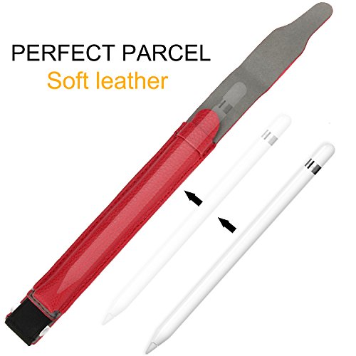 Apple Pencil hülle halter, SOCU Premium-PU Leder Bleistift Taschen Sleeve abnehmbare Beutel-Abdeckung für Apple-Bleistift für iPad Pro 9.7, 12.9 Zoll Rot - 4