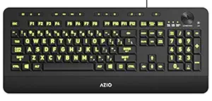 Azio Vision KB506 Backlit USB Keyboard with Large Print Keys and 5 Interchangeable Backlight Colors (Black)