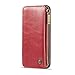Produktbild Yimiky iPhone XR Hülle, Premium PU Lederetui mit Kreditkartenetui Abnehmbares Portemonnaie Etui Magnetic Phone Cover Retro Vintage Ständer Smart Zipper Clutch für 2018 Neues iPhone Xr (Rot)