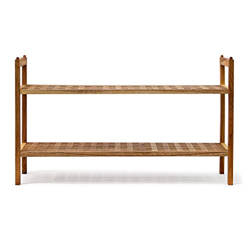 Schuhregal Walnuss geölt stapelbar 2 Ablagen - 5