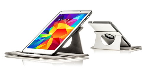 ForeFront Cases® Neue Leder Drehbar Hülle / Tasche / Case / Cover für Samsung Galaxy Tab 4 10.1 T530 – Rundum-Geräteschutz und intelligente Auto-Sleep-Wake-Funktion mit 3-JAHRES-GARANTIE VON FOREFRONT CASES – inkl. Eingabestift und Displayschutz - 5