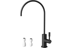 Poveta Rubinetto per Acqua Potabile, Rubinetto Lavello Cucina Nero, Miscelatore Cucina in Acciaio Inossidabile per Osmosi Inversa o Sistema di Filtraggio dell'acqua, Senza Piombo