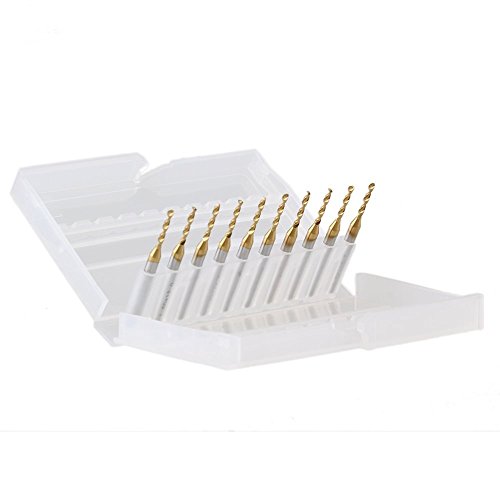 YCNK 10pcs titannitriert Carbide 0.6mm-1.5mm Schaftfräser -Stich-Spitzen CNC Frässtifte Set (ST0.6-1.5mm-10Ti) - 5