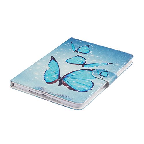 iPad Mini 4 Hülle,iPad Mini 4 Case – Felfy PU Ledertasche Luxe Bookstyle Flip Standfunktion Magnetverschluss Ledertasche Muster Eule Schmetterling Pfingstrose AugeBunte Malerei Retro Painted Abdeckung Schutzhülle Ablösbar Handliche Case Tasche Etui für Apple iPad Mini 4 (Eleganter Schmetterling) + 1 x Hellblau Blau Stylus + 1 x Blaue Blumen Dust Plug - 5