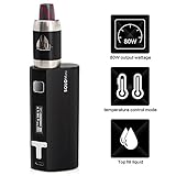E Cigarette Starter Kit,Ijoy Solo Elf Electronic Cigarette,Box Mod Vape Kit 80w Huge Power Vaping Kit With OLED Screen Top Refill Sub 0.5 Ohm Vapour Tank.No 18650 battery,No E Liquid,Nicotine Free eshisha starter kit(Black)