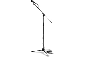 VONYX MS10K Microphone Vocal avec Pied de Microphone Réglable en Hauteur, Haute Qualité, Matériel Professionnel, Réglable en Hauteur, Matériel Compact, Facile à Transporté, Livré avec Cable