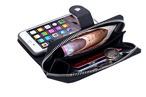 LOOKAY 2 in 1 Kunstleder Schutzhülle für iphone 6S iphone 6 Multifunktions-Tasche Wallet Kartenfächer Rückschale iphone 6s/6 Hülle Etui Case Cover in schwarz - 4