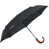 Samsonite Wood Classic S - 3 Section Auto Open Close Crook Umbrella, 13", Black