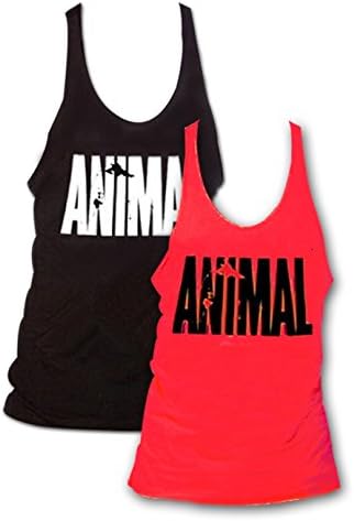 Pack of 2 Mens Animal Letter Print Muscle Gym Stringer Tank Top for Bodybuilding