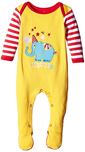Rockin' Baby Unisex Baby Elephant Applique All in One Footies, Yellow, 6-9 Months