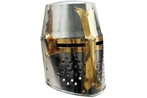 THOR INSTRUMENTS Großartiger Messinghelm für Kreuzritter und Ritter, passt am meisten für Erwachsene, rustikale Vintage-Heimdekoration, Geschenke