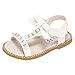 Produktbild Mädchen Sandalen mit Bowknot Perlenkristall Lauflernschuhe beleuchtet Prinzessin Schuhe Halbsandalen Soft Sole Single Sneaker Strand Sandalen (24, Weiß_a)