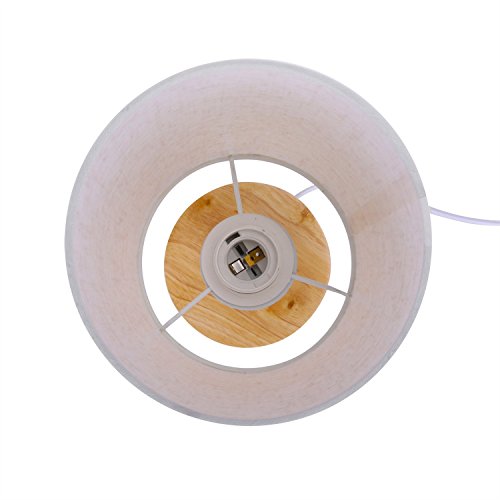 Rund Design Tischlampe Nachttischlampe, Holz und Stoffschirm Licht für Schlafzimmer, Wohnzimmer, Babyzimmer, Fensterdeko,Studentenwohnheim , Kommode, Couchtisch , Bücherregal - 3