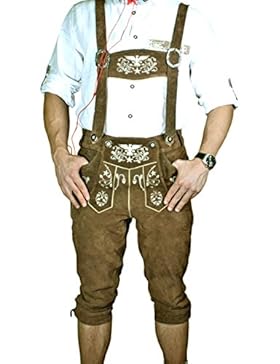 Trachten Herren Lederhose Kniebund Braun leather trousers Smartphone Tasche KNHA1