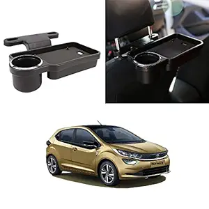 Oshotto Foldable Car Auto Headrest Rear Back Seat Table Drink Food Cup Tray Holder Compatible with Tata Altroz - Black