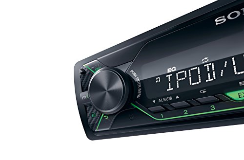 Sony DSX-A212UI - Receptor multimedia de coche (Extra Bass, 4x 55 W, ecualizador de 10 bandas, función karaoke, USB, AOA 2.0, MP3 y FLAC, interfaz verde) negro