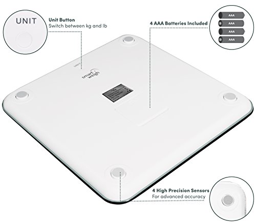 Smart Weigh Digitale Personenwaage Mit Fortschrittlicher Technologie Beim Betreten Der Waage 180kg, Silber - 5