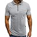 Produktbild serliyHerren Sommer Polo Shirt V-Ausschnitt mit Reißverschluss Einfarbig Sweatshirt Poloshirt Kurzarmshirt Sport Shirt T-Shirt Freizeit Casual Top Polohemd Pullover