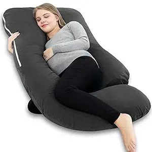 Angel Mommy Stylish-Multifunctional U Shape Pillow/Pregnancy Pillow/Full Body Pillow with Jersey Cotton Cover for Pregnant Women - Red