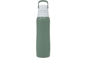 Dafi Solid Steel Gourde Filtrante avec Charbon Actif, en Acier Inoxydable, Sage 800ml - sans BPA, fabriqué dans l'UE Gourde paille - Bouteille Filtrante, Purificateur d'eau
