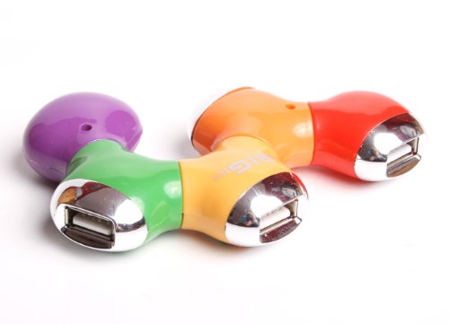 BIGtec flexibler 2.0 USB HUB 4Port Verteiler 4-Port HUB USB flexible HUB A Stecker auf 4 x A Buchse bewegliche Elemente , farbiger USB HUB rot , gelb , grün , orange , violett