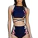 Produktbild DOLDOA Damen Mädchen Zweiteilige Neckholder Push Up Bikini Set,Blau (Größe: 42/44 Cup: 80C / 80D)