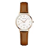 Damenuhren mit Lederarmband, Groß Arabische Ziffern Skala Klassische Armbanduhren für Damen, Braun