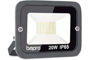 BAPRO 20W Foco LED Exterior, 2000 LM Foco Proyector Led Interior Luz 6000K Blanco frio Superbrillante Focos Floodlight，IP65 Impermeable Led Reflector pare Garajes Jardines Plaza Estadio Patio Trasero