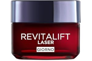 L'OREAL PARIS L'Oréal Paris Crema Viso Giorno Revitalift Laser, Per Tutti i Tipi di Pelle, Azione Antirughe e Anti-Età, Pelle più Soda e Tonica, Con Acido Ialuronico, Vitamina C e Pro-Retinolo, 50 ml