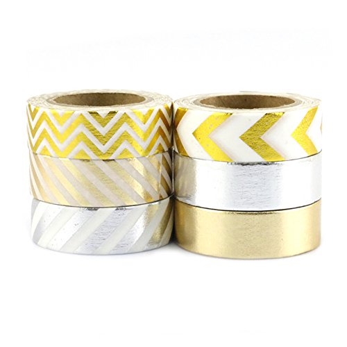 Très Chic Mailanda 6er Set Washi Tape Masking tape Klebeband Dekoband(C6) - 3