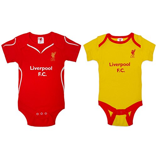 Liverpool FC Official Football Gift 2Pk Home Away Kit Baby Bodysuits 9-12 Months