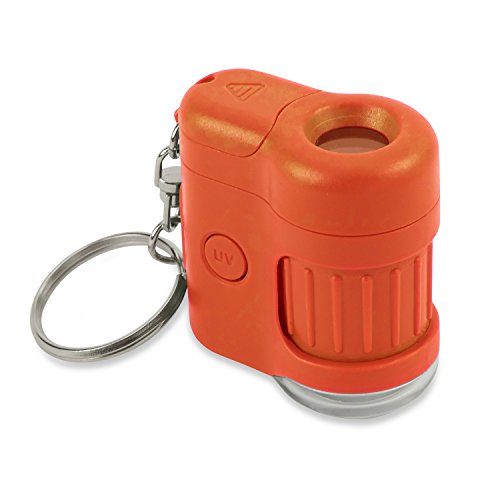 Carson Microscopio de Bolsillo MicroMini de 20x con Luces LED y UV y Linterna LED - Naranja