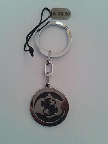 Keyring Zodiac Star Sign – Fish – Black My – Worked To The Cartridge Satin Steel – with Box – Made in Italy