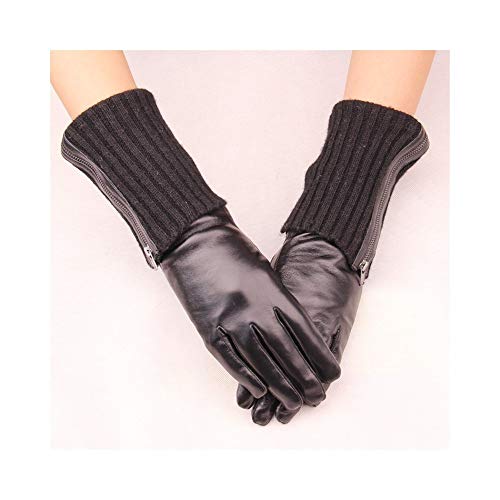 examen Gants pour femmes Gants en laine à glissière longue Gants, Gants BBQ, gants de travail, (Color : Black, Size : M)