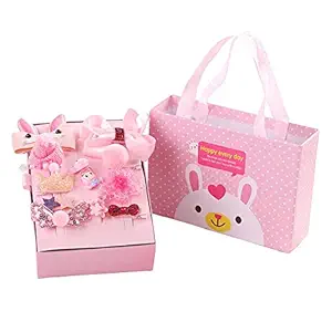 Droposale 18 pices Baby Girl Hair Clip Princess Hair Clip Cute Cartoon Clip, Headband, Schoolgirl, Baby Girl Toddler Set Gift Box 18 PCS (Pink)
