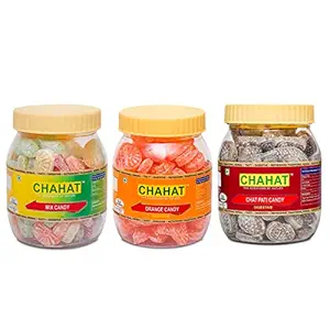 Combo Of 3 Flavoured Candies Orange Candy , Mix Candy , Chatpati Candy For Kids And All Age People 400g Each (Assorted)