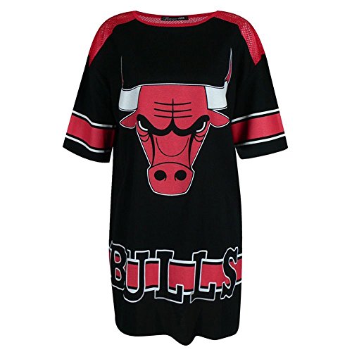 Style universitaire pour femme Imprimé Chicago Bulls T-Shirt de Baseball extra large en mailles