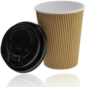 Premium Ripple Cups 0.4 Litre, Brown/Sturdy Wide – Drinking Lid Ripple Cups, Coffee Cups, Disposable Cups 200 ml To-Go Cup, Hard Cardboard Paper Take Away Harness, Brown, brown, 400 ml