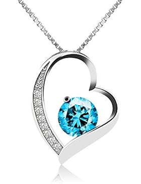 J.Vénus Kette Damen Halskette mit Herz Anhänger 925 Sterling Silber Zirkonia 45cm, Schmuck mit Etui (ewige Liebe...