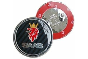 East Coast Autos - SAAB Black Carbon Fibre Front & Rear Badge Set 68mm