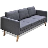 Farbe: Dunkelgrau vidaXL Sofa 3-Sitzer Polstersofa Stoffsofa Lounge Couch Holz Design Sitzmöbel