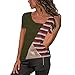 Produktbild Frauen Bluse/Dorical Damen Große größe Casual Kurzarm Patchwork Streifen Rundhals Lose Hemd Pullover Sweatshirt Bluse Gestreift Oberteile T-Shirt Tops Tunika Elegant Blusen S-5XL(Armeegrün,4XL)