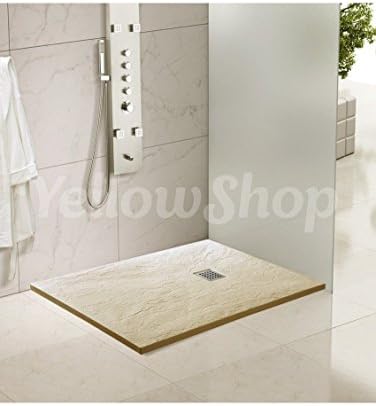 Yellowshop Rectangular Shower Tray in Resin Marble Slate Beige, Dimensions: 70 x 90 cm