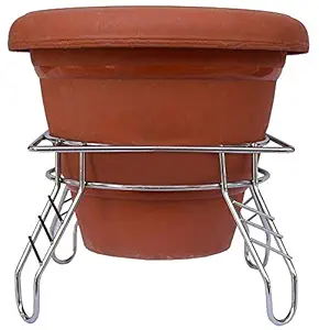 Doliva Water Pot and Matka Stand Stainless Steel Pot Stand Kitchen Rack Chrome Plated Plant Pot Stand