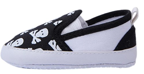 Bigood Baby Toddler Crib Skull Anti-Slip Shoes First Walking Sneakers 11cm Black